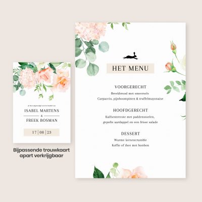 bruiloft menukaart