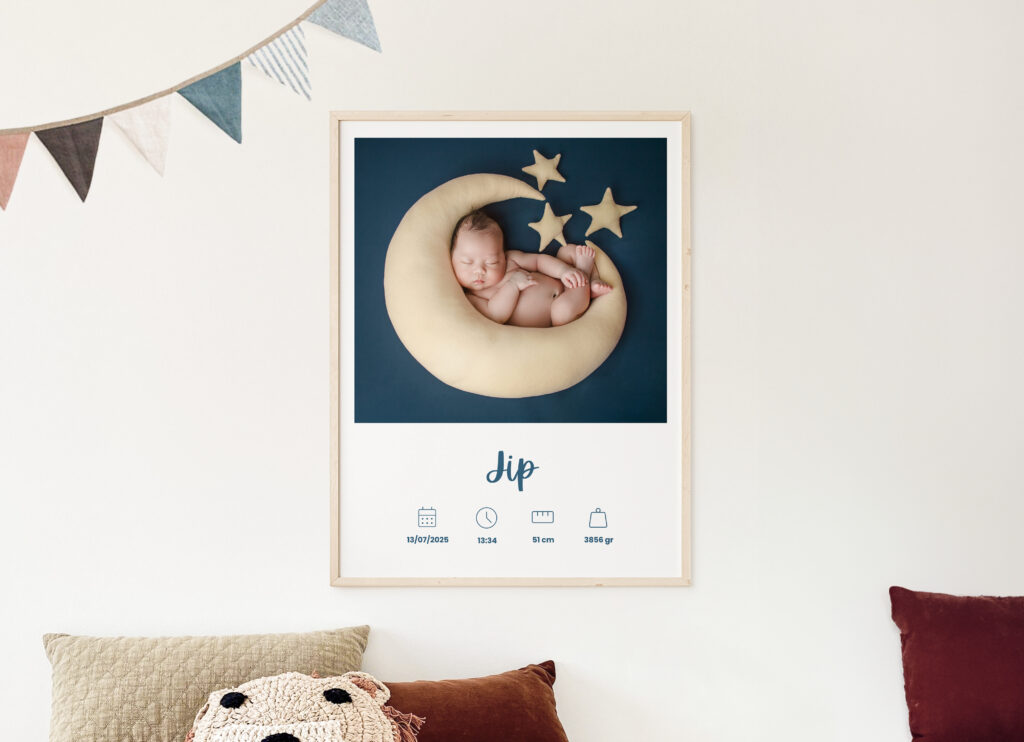 geboorteposter minimal blue