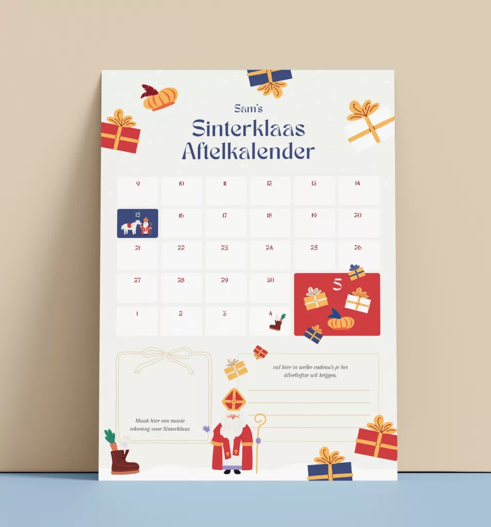 sinterklaas printable aftelkalender